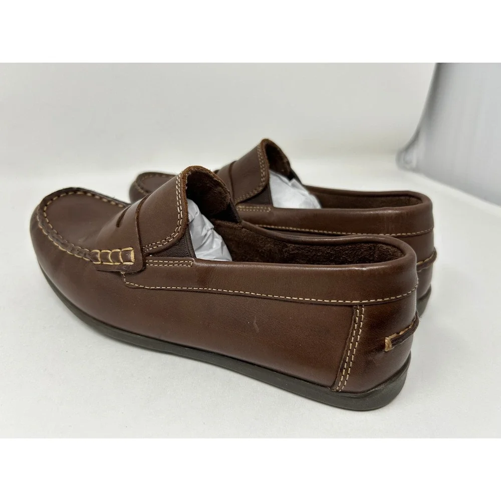 Florsheim Kids 4 M Brown Leather Penny Loafer Memory Foam Slip On Dress Shoes